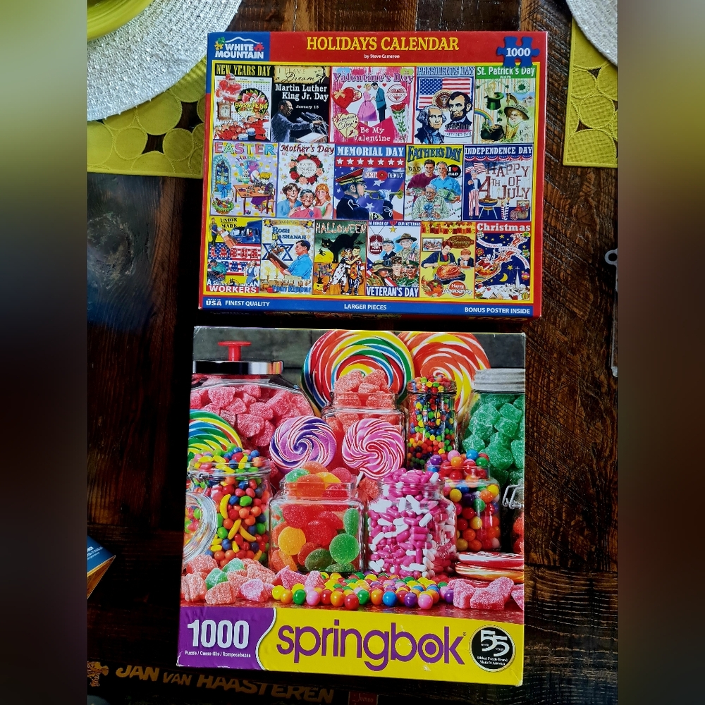 Springbok Candy Galore & White Mountain Holidays Calendar Set /2 1000 PC Puzzle
